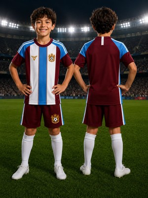 Rüya Vadisi Çocuk Halı Saha Futbol Forması Seti Bordo-Beyaz Forma+Şort+Çorap