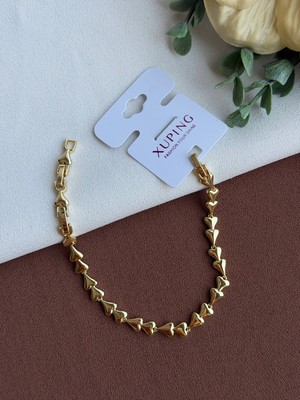 Ry Collections Xuping Özel Seri 14K Gold Kaplama Kararmaz Kalpli Model Kadın Bileklik