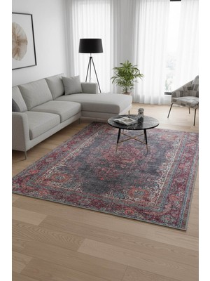 Artloop Blues Vintage Desenli Dokuma Taban Dekoratif Renkli Halı Al 93