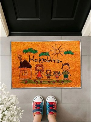 Rotanev Ana Okulu Çocuk Tasarım Dekoratif Kapı Önü Paspası 40X60CM