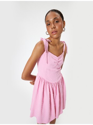 Koton Mini Elbise Askılı Poplin Gipeli V Yaka Slim Fit