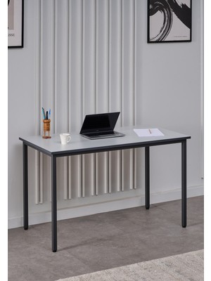 Sehpol Çalışma Masası 125X65 cm (Lava - Gri - Kenarları Antrasit Bantlı)