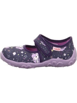 Superfit Bonny Kız Çocuk Ev Kreş Ayakkabısı Unicorn Desenli - Lacivert Mor 800283-8570