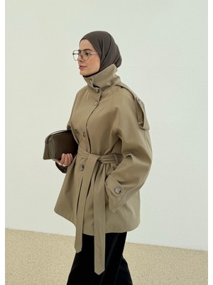 Moda Aksa 1230 Lia Dik Premium Trenckot Haki