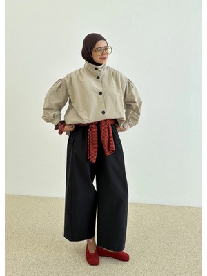 Moda Aksa 7746 Swan Düğmeli Astarlı Bomber Taş