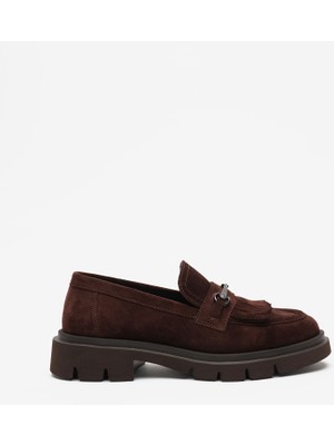 Greyder Kadın Kahverengi Hakiki Deri Loafer Ayakkabı 6K2CA35165
