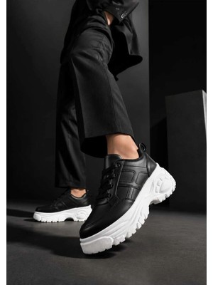 Slipcat Kadın Günlük Kullanım, 6 cm Yükseltilmiş Tabanlı, Bağcıklı, Spor Sneakers