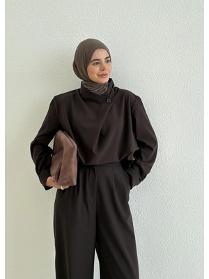 Moda Aksa 9216 Tek Düğme Ceket Takım Kahve
