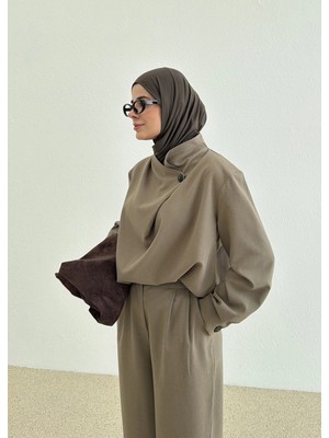 Moda Aksa 9216 Tek Düğme Ceket Takım Vizon