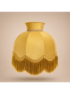 dekovien Gold Kadife Kaplı Gold Detaylı El Yapımı Vintage Lambader Şapkası 50X50CM