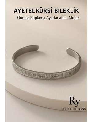 Ry Collections Ayetel Kürsi Bileklik Gümüş Kadın ve Erkek Kaplama Ayarlanabilir Model