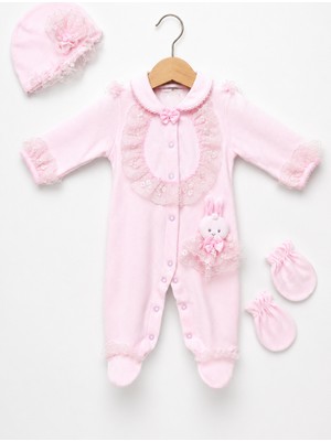 Kardeşler Bebe Dantelli Patikli Kız Bebek Tulum