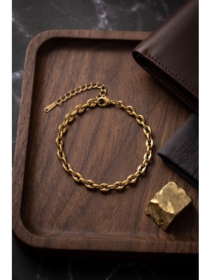 Aydogan's Ayd 316L Çelik Gold Renk Rolo Zincir Model Erkek Bileklik