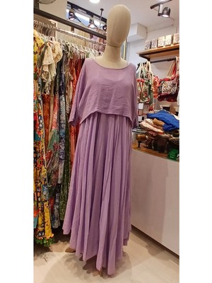 Park Moda Kadın Lila Ip Askılı Salaş Maxi Boy Bohem Keten Elbise