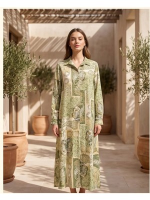 Park Moda Kadın Bohem Asimetrik Etnik Desenli Gömlek Elbise Tunik