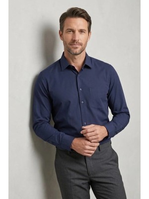 Torivalli Collection Klasik Kesim Regular Fit Tek Cepli Kolay Ütülenebilen Mevsimlik Uzun Kollu Düz Renk Erkek Gömlek