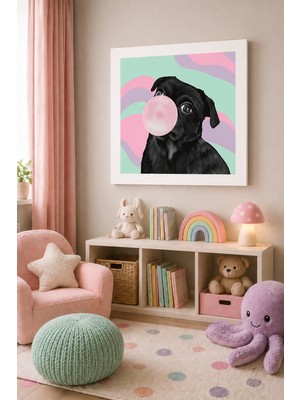 JHAAR Sevimli Köpek Temalı Çocuk Odası Modern Çerçeve Görünümlü Mdf Tablo