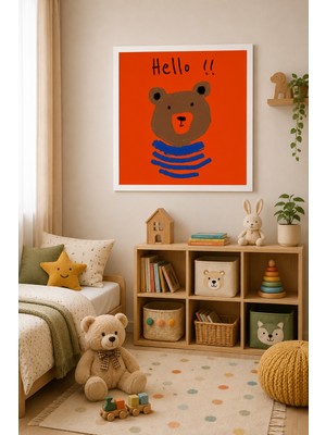 JHAAR Hello Diyen Ayı Çocuk Odası Çerçeve Görünümlü Mdf Tablo