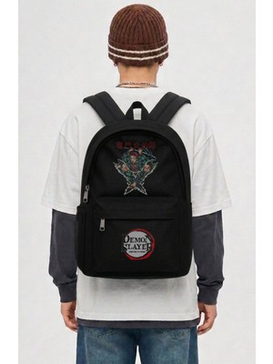 Fuddy Moda Unisex Demon Slayer Tanjiro Baskılı Sırt Çantası, Anime Temalı Okul Çantası