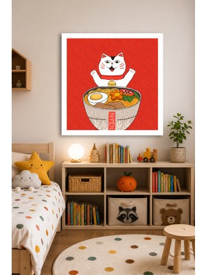 JHAAR Sevimli Kedi Temalı Çocuk Odası Modern Çerçeve Görünümlü Mdf Tablo