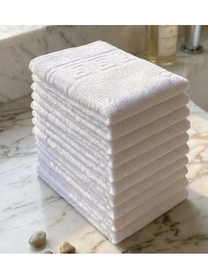 Biçomi 12'li Ultra Emici %100 Pamuklu Otel Tipi Ayak Izli Banyo Ayak Havlusu Seti (50X70 Cm)