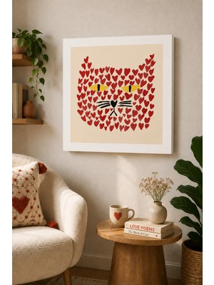 JHAAR Sevimli Kedi Temalı Çocuk Odası Modern Çerçeve Görünümlü Mdf Tablo