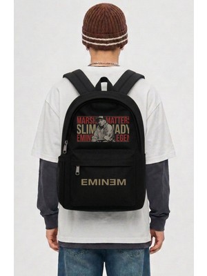 Fuddy Moda Unisex Eminem Baskılı Sırt Çantası, Rapper Temalı Okul Çantası