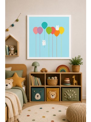 JHAAR Renkli Balonlar Çocuk Odası Modern Çerçeve Görünümlü Mdf Tablo