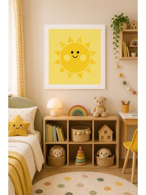 JHAAR Sevimli Güneş Çocuk Odası Modern Çerçeve Görünümlü Mdf Tablo