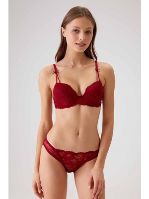 Pierre Cardin Premium Kadın Milan Balenli Push Up Dolgulu Dantelli Kutulu Sütyen ve Külot Takım