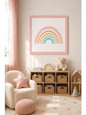 JHAAR Pastel Gökkuşağı Modern Tasarım Çocuk Odası Çerçeve Görünümlü Mdf Tablo