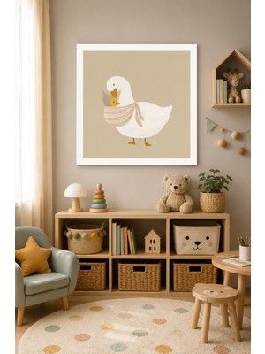 JHAAR Sevimli Anne - Bebek Kaz Modern Çocuk Odası Çerçeve Görünümlü Mdf Tablo