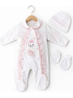 Kardeşler Bebe Bebe Yaka Dantel Detaylı Kız Bebek Tulum