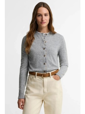 Barbour Pendle Triko Hırka GY59 Grey Marl Birchwood Tartan