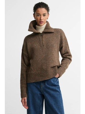 Barbour Lavensdale Half Zip Knitted Kazak BE74 Deep Camel