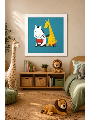 JHAAR Zebra - Zürafa  Çocuk Odası Modern Çerçeve Görünümlü Mdf Tablo