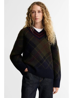 Barbour Shae Knitted Kazak TN43 Shadow Classic Tartan