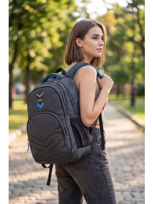 Liarca Laptop Bölmeli 3 Gözlü Ergonomik Okul ve Günlük Kullanıma Uygun Ortaokul Lise Üniversite Antrasit Sırt Çantası