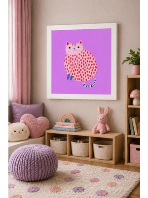 JHAAR Kedi Tasarım Modern Çerçeve Görünümlü Mdf Tablo - Çocuk Odası Çerçeve Görünümlü Mdf Tablo