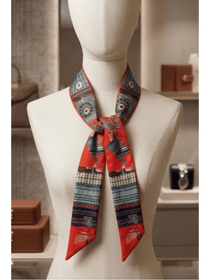 Walkenzo Etnik Retro Desenli Çanta Bileklik Saç Çok Amaçlı Kadın Kelebek Fular