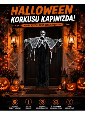 Bkmc Halloween Iskelet Figürü – Asılı Kuru Kafa Iskelet Dekoru, Cadılar Bayramı Parti ve Ev Dekorasyonu