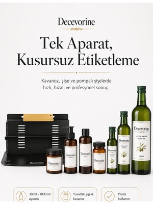 Decevorine Şişe Kavanoz Etiketleme Aparatı