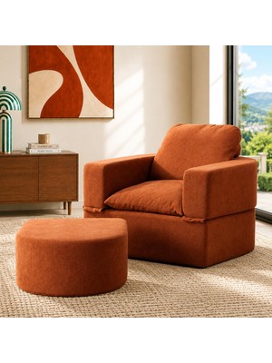 Homedius Sofa Bed Katlanır Yatak Olabilen Berjer Koltuk Puf Seti