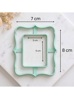 Craftelle Dekoratif Nostaljik Çerçeve Kesici Kalıp | Nişan, Düğün Hediyeliği, Seramik ve Polimer Kil Hamur Kalıbı - Beyaz - 7x8 cm