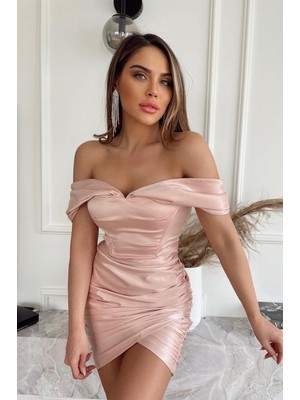 BMD Serina Elbise - Toz-Pembe