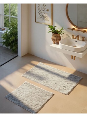 Rani Mobilya Rani Home Banyo Paspası Seti  Vizon Gri BA-6458