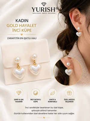 Yurish Kadın Gold Hayalet Inci Küpe