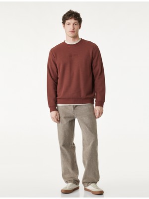 Koton Regular Fit Uzun Kollu Baskılı Bisiklet Yaka Sweatshirt