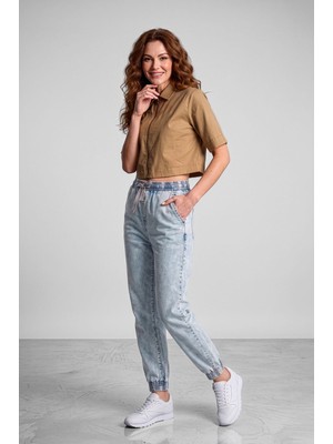 Banny Jeans Kadın Lastikli Jogger Pantolon Açık Mavi