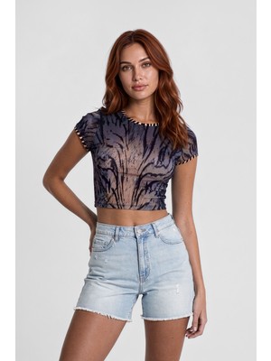 Banny Jeans Kadın Paçası Kesik Jean Şort Açık Mavi